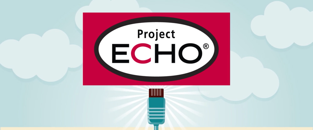 Screenshot of the Project ECHO logo from the Project ECHO video