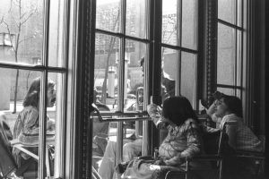 Image of Mike Williams, Nancy D’Angelo, and Judy Heumann protesting in and outside of federal offices in San Francisco in April of 1977. Photo by HolLynn D’Lil at the New York Times.