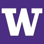 Image: University of Washington W logo - White W on Purple background.