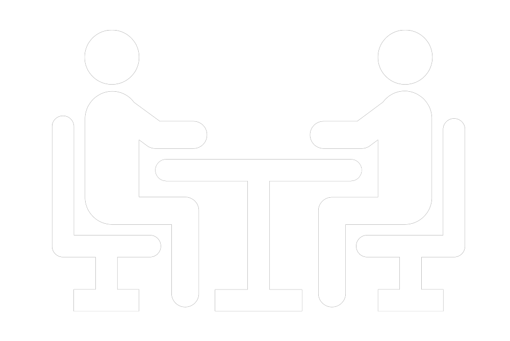 Image: Silhouette of people sitting at a table across from each other.