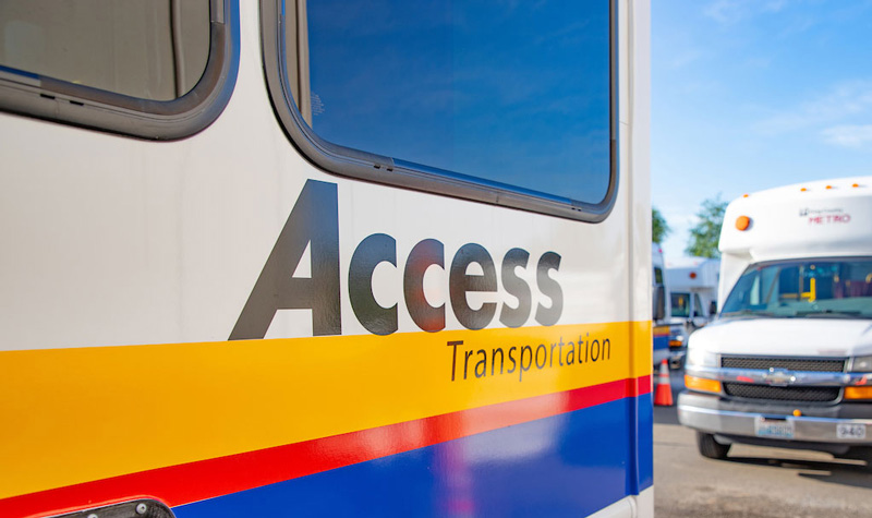 Photo: Metro King County bus with Access Transportation logo on the side.