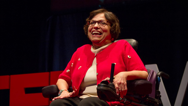 Photo: Judy Heumann on stage during her Ted Talk.