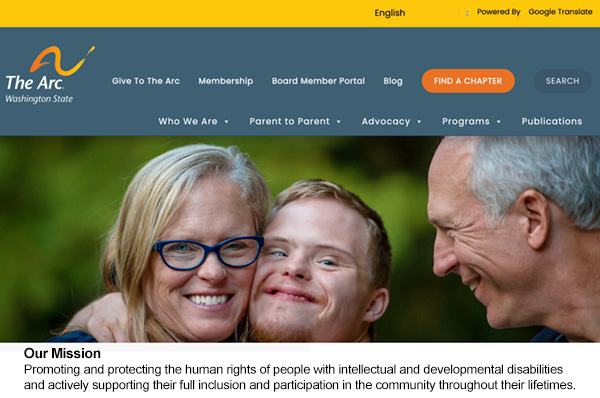 Image: Screenshot of the Arc of Washington State website.