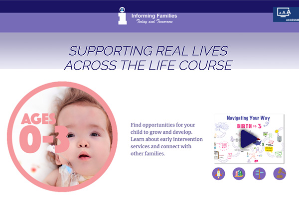 Image: Screenshot of the Informing Families website showing an infant aged 0-3 years old. 
