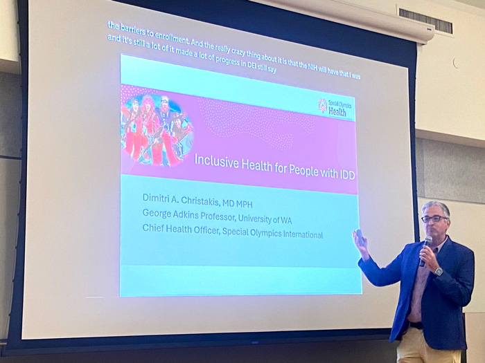 Photo: Dr. Dimitri Christakis, Seattle Children's, presenting at 2025 Networking Day.