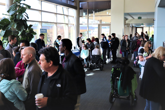 Photo: Lobby area during the 2024 King County Developmental Disabilities Resource Fair.