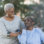 Senior couple is sharing a moment in the park
