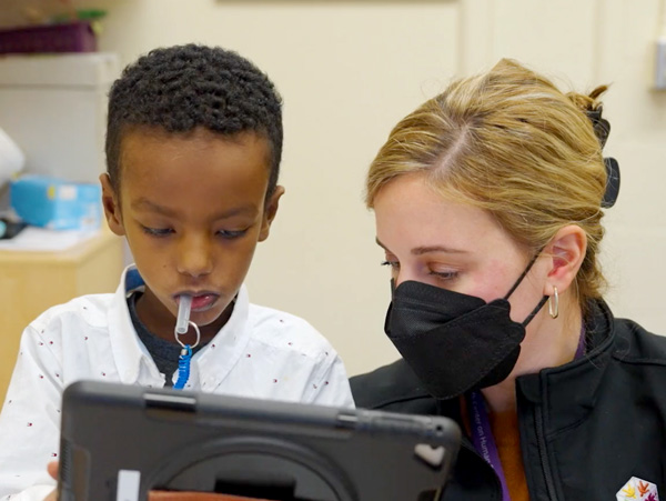 Assistive technology training in the Autism Center.