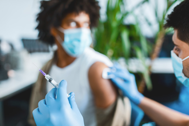 Clinical trial with a physician and patient.